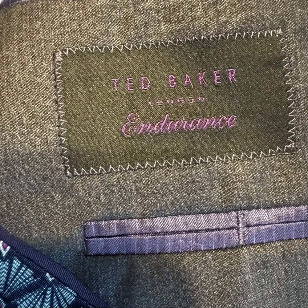 Ted Baker London Mens Gray Roger Trim Fit Solid Wool Blazer Button Closure 42L